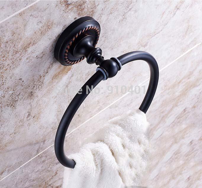 Wholesale And Retail Promotion Oil Rubbed Broze Bathroom Towel Rack Holder Round Towel Ring Hanger Wall Mounted
