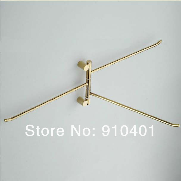 Wholesale And Retail Promotion Polished Golden Brass Wall Mounted Towel Rack Holder Swivel 3 Bars Towel Holder