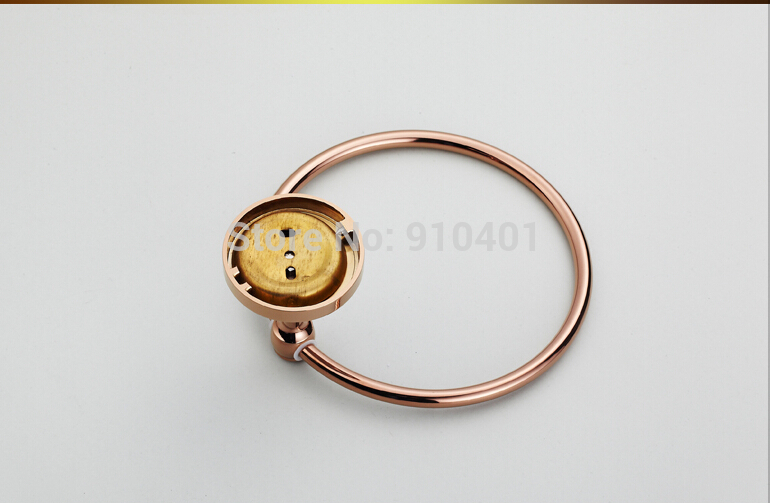 Wholesale And Retail Promotion Rose Golden Ceramic Wall Mounted Bathroom Towel Ring Holder Towel Rack Hangers