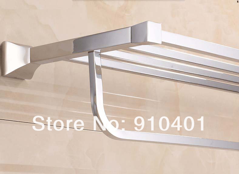 Wholesale and retail Promotion NEW Polished Chrome Brass Towel Rack Holder Bathroom Shelf With Towel Bar Holder