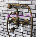 Contemporary Antique Bronze Clawfoot Bathroom Tub Faucet Handheld Shower Spray Set Mixer W/ Two Ceramic Handles