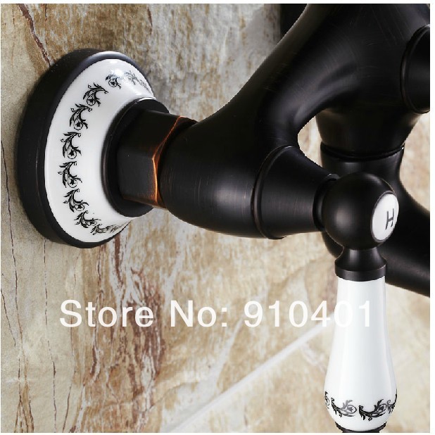 Wholesale And Retail Promotin Oil Rubbed Bronze Telephone Bathtub Faucet Mixer Tap 2 Handles Clawfoot Shower