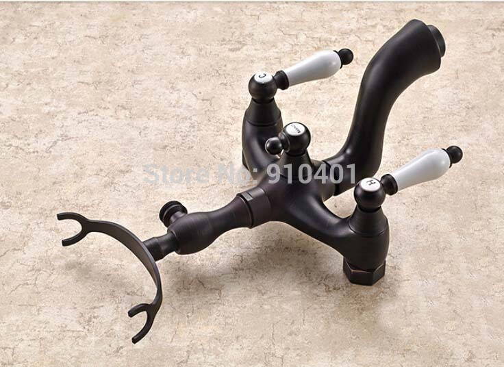 Wholesale And Retail Promotion Ceramic Clawfoot Bathroom Tub Faucet Wall Mounted Mixer Tap Oil Rubbed Bronze