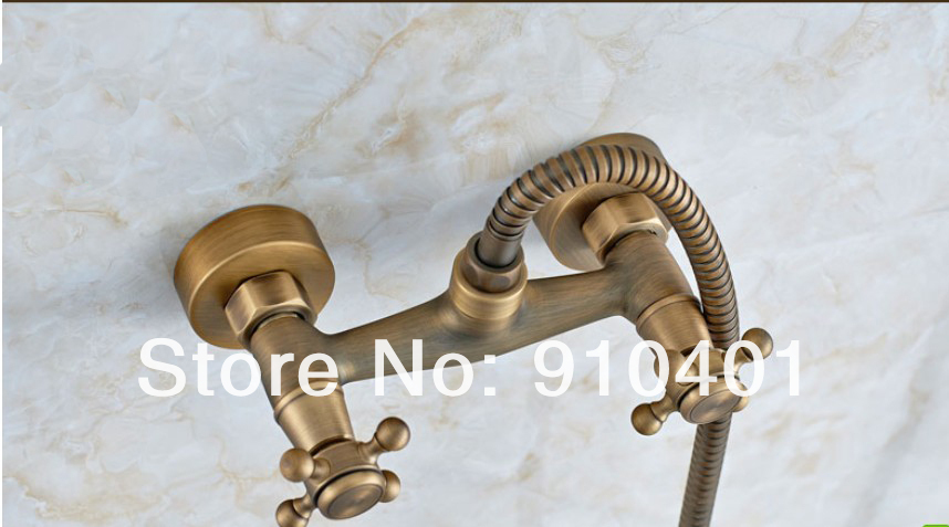 Wholesale And Retail Promotion Modern Antique Brass Wall Mounted Bathtub Faucet Hand Shower Mixer Tap Shower