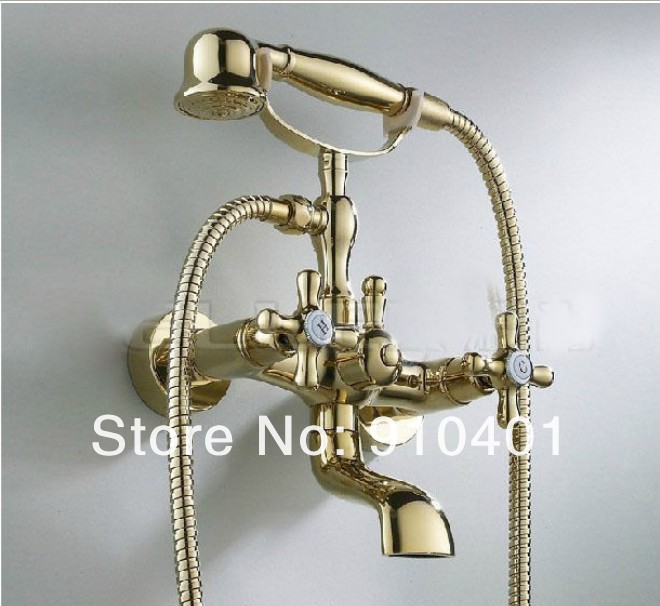 Wholesale And Retail Promotion Modern Golden Finish Wall Monted Bathroom Tub Faucet Solid Brass Tub Mixer Tap
