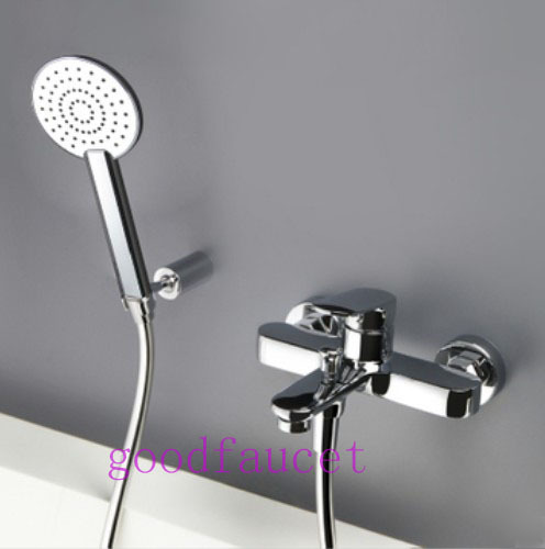 Wholesale And Retail Promotion NEW Home Chrome Brass Tub Shower Mixer Tap Wall Mounted Shower With Hand Shower