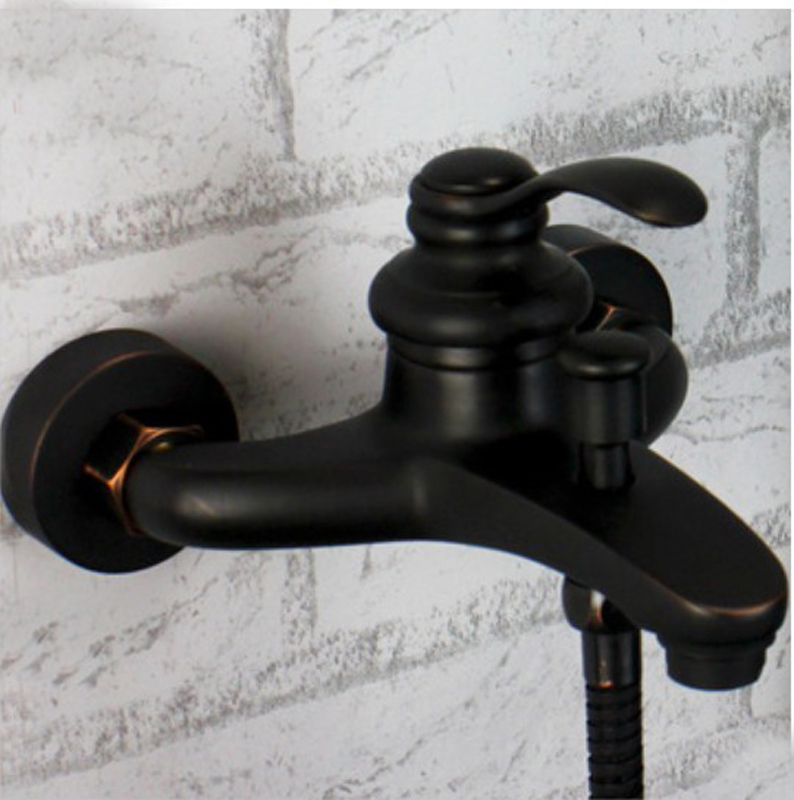 Wholesale And Retail Promotion Oil Rubbed Bronze Wall Mounted Bathroom Tub Faucet Set W/Handheld Shower Sprayer