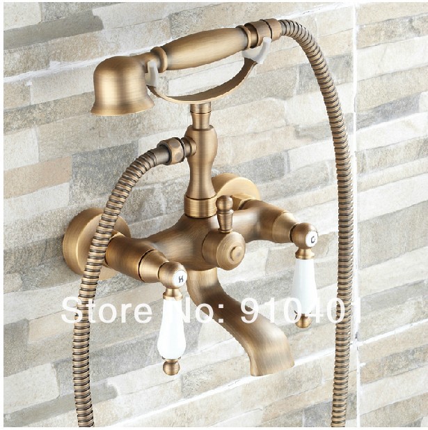 Wholesale And Retail Promotion Wall Mounted Bathroom Tub Faucet Dual Ceramic Handle With Hand Shower Mixer Tap
