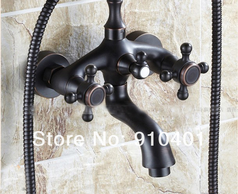 Wholesale And Retail Promotion Wall Mounted Oil Rubbed Bronze Clawfoot Bathtub Faucet Telephone W/ Spary Shower