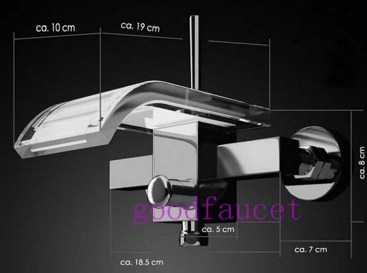Wholesale bathroom waterfall tub faucet wall mounted polished tub faucet mixer tap single handle glass made faucet