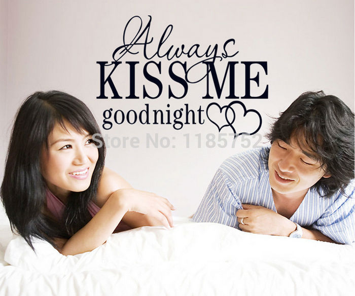 Goodnight Kiss Me Characters Home Decor Wall Stickers DIY Wall Decal Paper Stickers for Mirror Bedroom Free Shipping