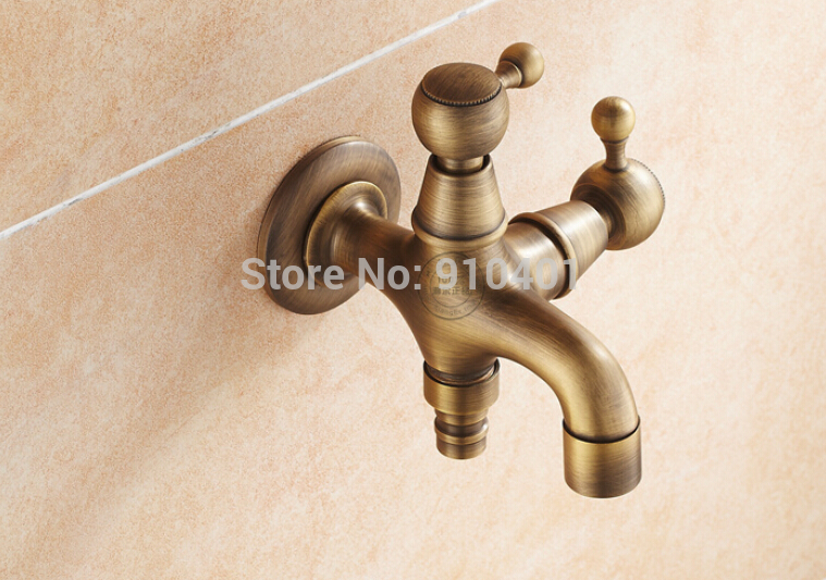 Wholesale And Retail Promotion Antique Brass Wall Mounted Bathroom Washing Machine Faucet Pool Cold Faucet Tap