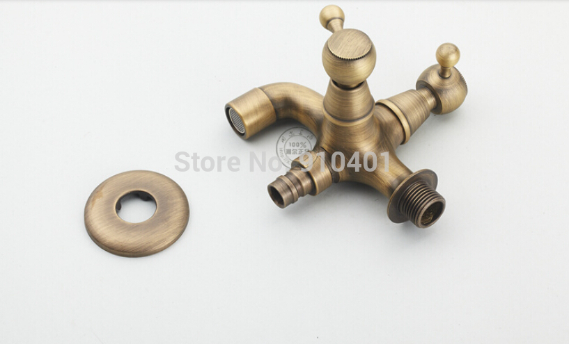Wholesale And Retail Promotion Antique Brass Wall Mounted Bathroom Washing Machine Faucet Pool Cold Faucet Tap