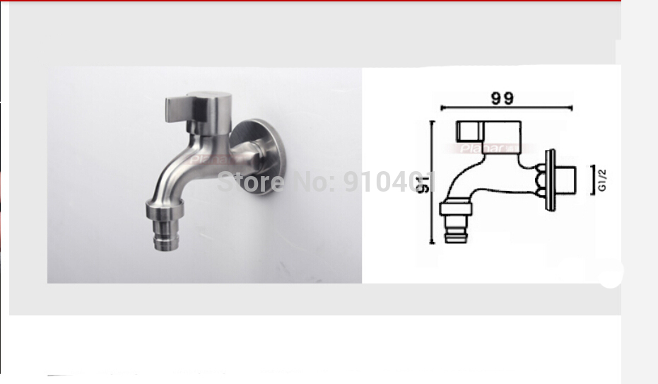 Wholesale And Retail Promotion Brushed Nickel Bath Washing Machine Faucet Mop Pool Faucet Cold Water Facuet Tap