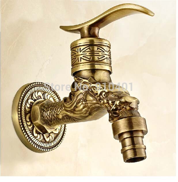 Wholesale And Retail Promotion Embossed Antique Brass Washing Machine Tap Laundry Faucet Small Faucet 1 Handle