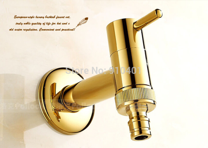 Wholesale And Retail Promotion Golden Brass Bathroom Washing Machine Faucet Single Handle For Cold Water Tap