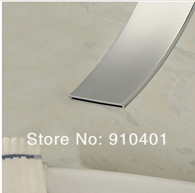 Wholesale And Retail Promotion NEW Chrome Brass Wall Mounted Bathroom Waterfall Spout Bathroom Tub Faucet Spout