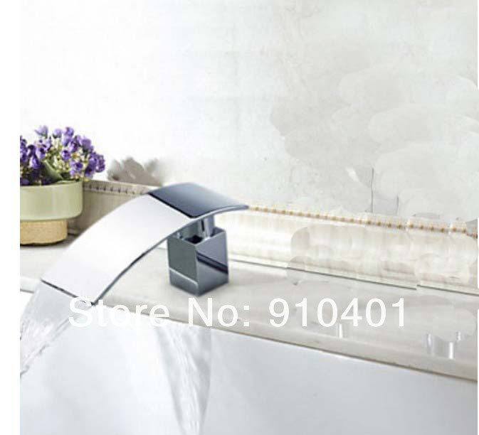 Wholesale And Retail Promotion Polished Chrome Brass Modern Style Waterfall Basin Faucet Spout Bathtub Spout
