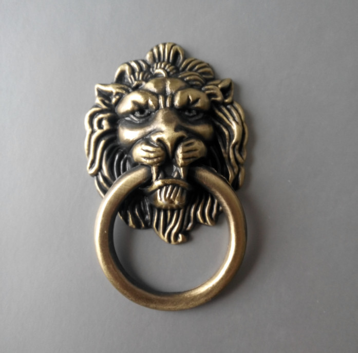1pc single hole antique bronze European rural style furniture handles classical pull bronze lion head rings
