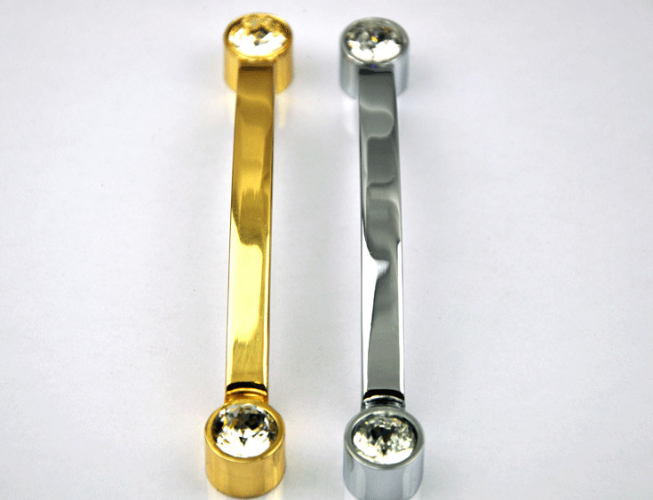 2pcs 128mm Golden Top Grade Crystal Kitchen Clothing Knobs  Kids Cabinet Diamond Drawer Long Knobs Handle
