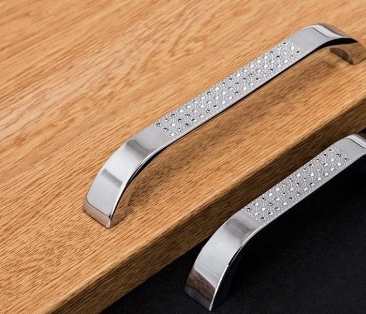 6pcs 128mm Zinc Alloy K9 Diamond Crystal Handles Chroming Glass Dresser Knob New Chest Cabinet Kitchen Fittings for Furniture