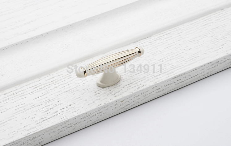 Fashion 10pcs Single Hole Ivory White Drawer Handle Luxury Gold