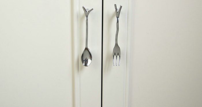 10PCS Creative Spoon Knife Fork Kitchen Cabinet Closet Drawer Handles Pulls Knob cc size 64mm Cupboard Drawer Door Knob Pulls