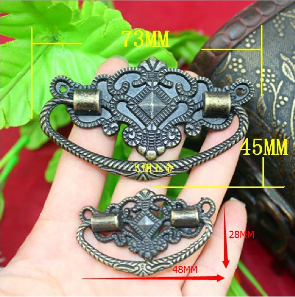 73*45 mm Metal Antique Drawer Vintage Handle Cabinet Funititure Handles And Knobs Puxadores Porta Joias Puxador De Gaveta