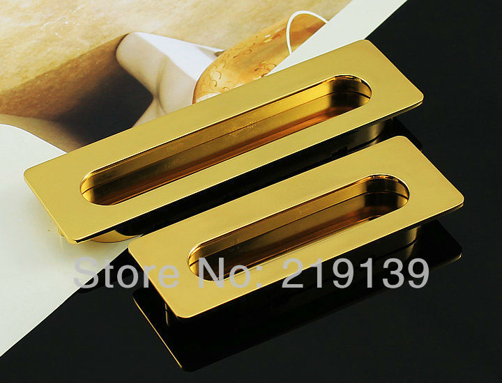 96mm Zinc Alloy Furniture Gold Embedded Drawer Handle Cabinet Cupboard Concealed Handle Pull
