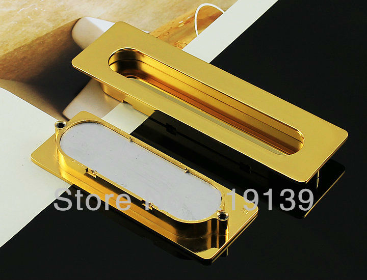 96mm Zinc Alloy Furniture Gold Embedded Drawer Handle Cabinet Cupboard Concealed Handle Pull