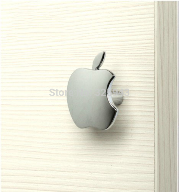 Free Shipping 10pcs Zinc Alloy Chrome Color  Creative Apple Dresser Drawer Knobs And Handles Shoes Cabinet Pulls Door Furniture