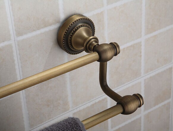 top quality wall mountedf  antique brass rack towel bar shelf   bathroom accessories