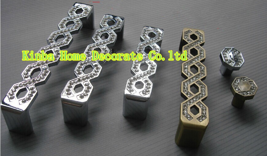 128mm Free Shipping crystal glass cupboard handles and knobs for cabinet dresser drawer
