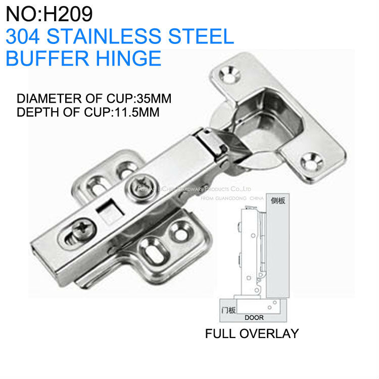 (4 pieces/lot)LICHEN 304 stainless steel full overlay buffer Hinges Soft-close Hinges Cabinet Cupboard Hinge