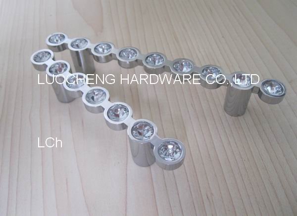 30PCS/ LOT 140 MM CLEAR CRYSTAL HANDLE WITH ALUMINIUM ALLOY CHROME METAL PART