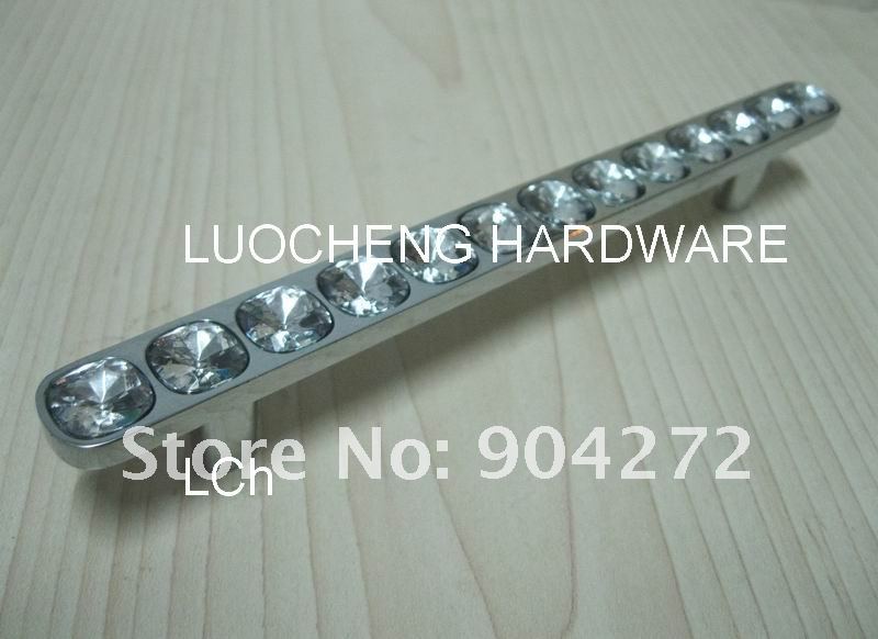 30PCS/ LOT NEWLY-DESIGNED 175 MM CLEAR CRYSTAL HANDLE WITH ALUMINIUM ALLOY CHROME METAL PART
