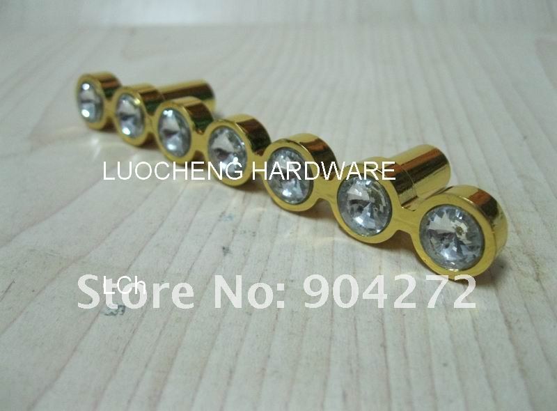 30PCS/ LOT 110 MM CLEAR CRYSTAL HANDLE WITH ALUMINIUM ALLOY GOLD METAL PART