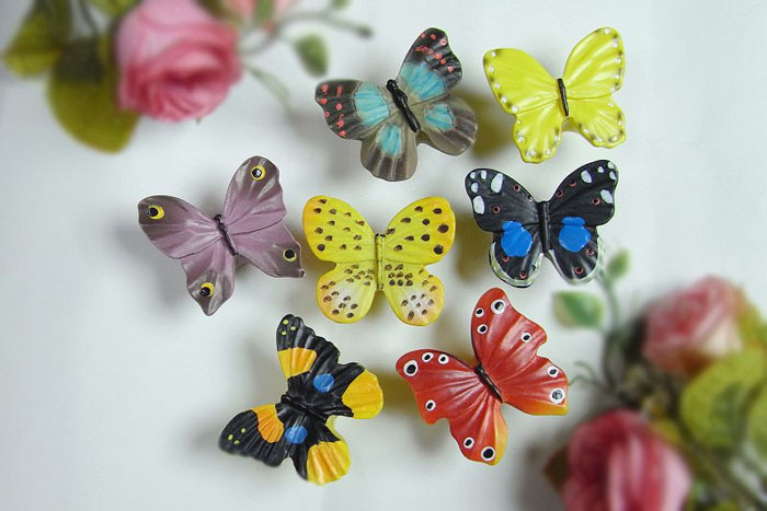 Colorful Beautiful furniture handles resin butterfly, kitchen door handle kids, carton handle and knobs for baby room