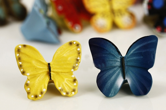 Multi-colors Resin Butterfly Kids Children Room Drawer Pulls Knobs Cabinet  Handles Knob Furniture Hardware With Screw